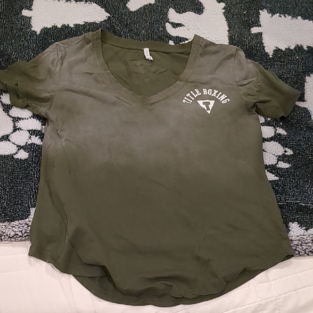 Women’s V-Neck Tee - Olive Green Title Boxing